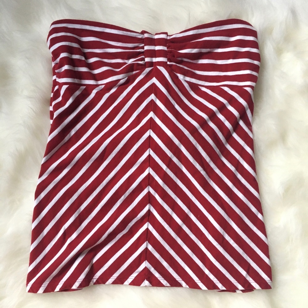 LOFT Red Striped Halter Top/Tube Top